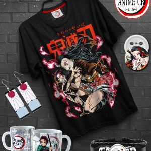 Combo Full Anime Camiseta Taza Pulsera Broche Aretes