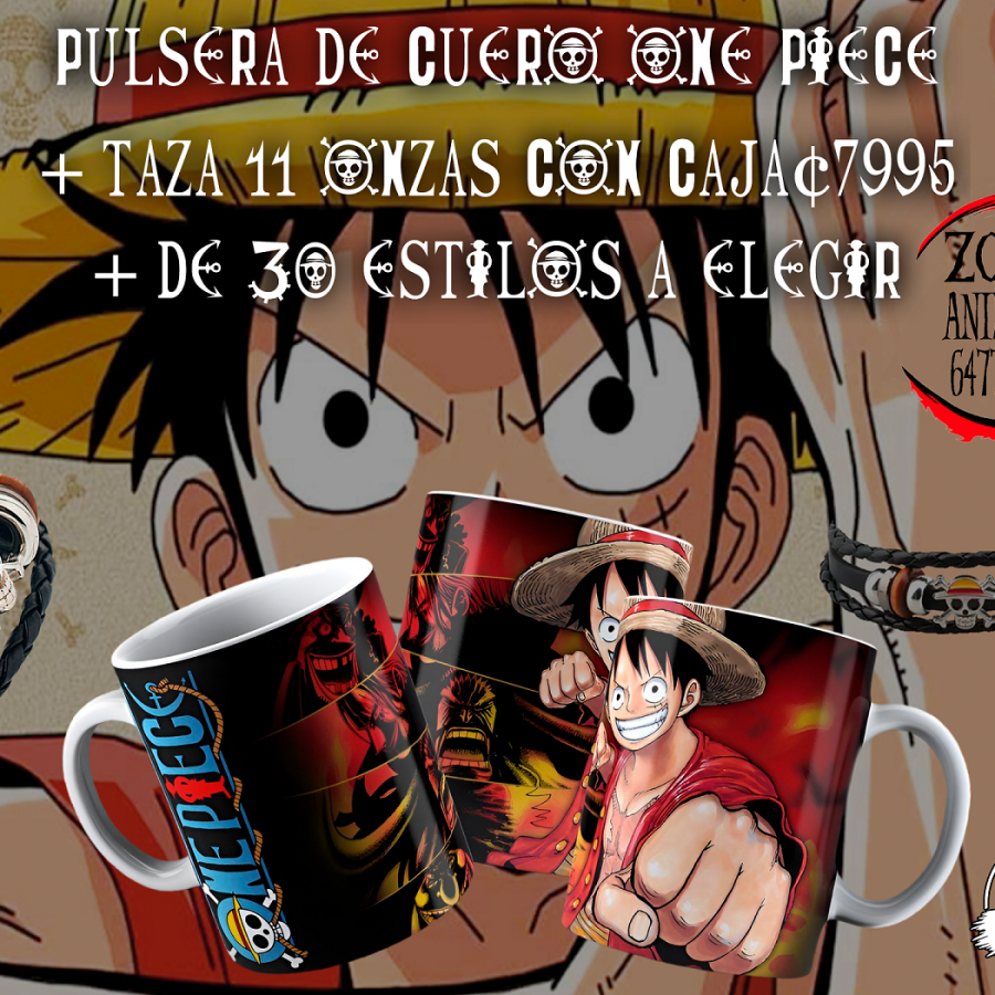 Pulsera De Cuero Con Taza ONE PIECE Tazas De Anime En Costa Rica Zona Anime CR